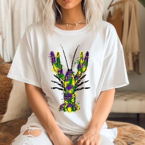 Comfort Colors® Crawfish T-Shirt, Seafood Lover Shirt, Crawfish Watercolor Shirt, Crawfish Shirt, Gifts Gras Attire Tee