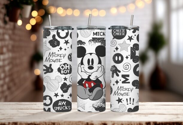 Black & White Mickey Mouse Club Tumbler - Cheesy Classic Disney Lover Tumbler - Disneyland Themed Tumblers to Keep the