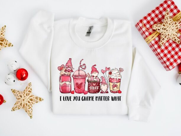 LOVE Gnome Valentines Sweatshirt, Gnome heart Shirt,Valentines Day Shirts For Woman,Valentines Day Gift