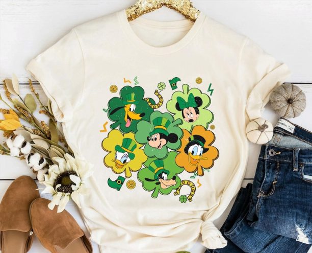 Mickey and Friends Irish Shamrock St Patrick's Day Shirt, Disney St Patty's Day T-shirt, Four Leaf Clover, Lucky Day Tee