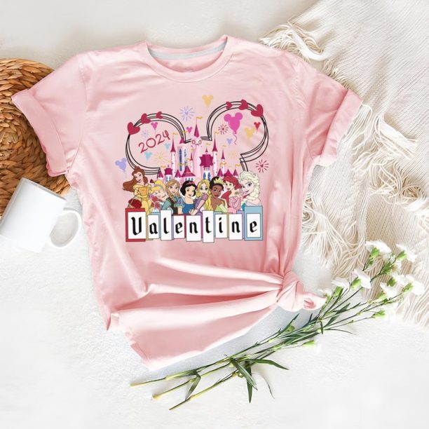 Disney Princesses Valentine Shirt, Mickey Head Princess Shirt, Disney Castle Princess Shirt, Valentines Day Shirt