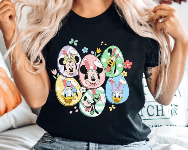 Mickey Friends With Bunny Ears Easter Eggs Comfort Colors Shirt, Vintage Disney Happy Easter Day T-shirt