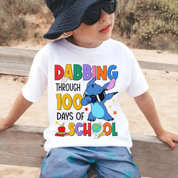 Stitch Dabbing Through 100 Days Of School Shirt, Sitch Lilo 100 Days Brighter Shirt