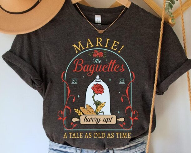 Retro Enchanted Rose Marie The Baguettes A Tale As Old As Time Shirt, Beauty and The Beast Disney Princess T-shirt