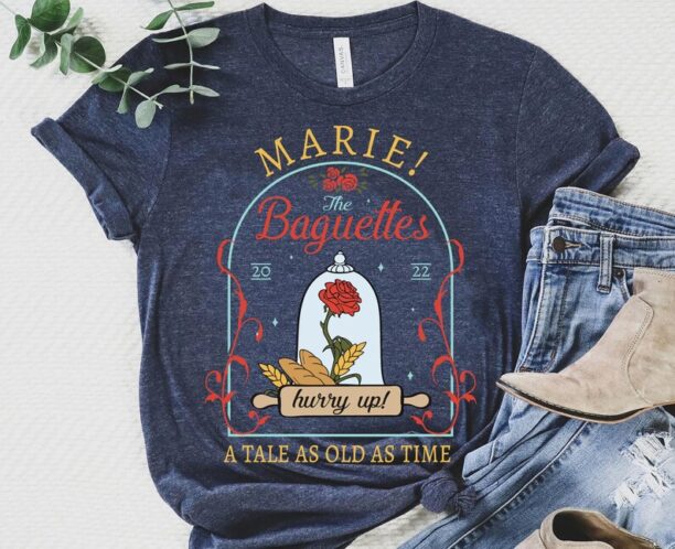 Retro Enchanted Rose Marie The Baguettes A Tale As Old As Time Shirt, Beauty and The Beast Disney Princess T-shirt