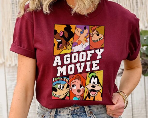 A Goofy Movie Characters Retro T-Shirt, Disney Roxanne Max Powerline Bobby Matching Tee