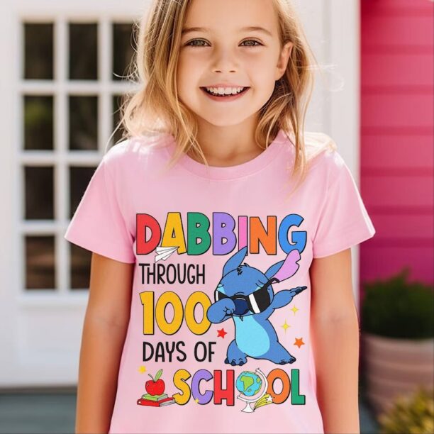 Stitch Dabbing Through 100 Days Of School Shirt, Sitch Lilo 100 Days Brighter Shirt