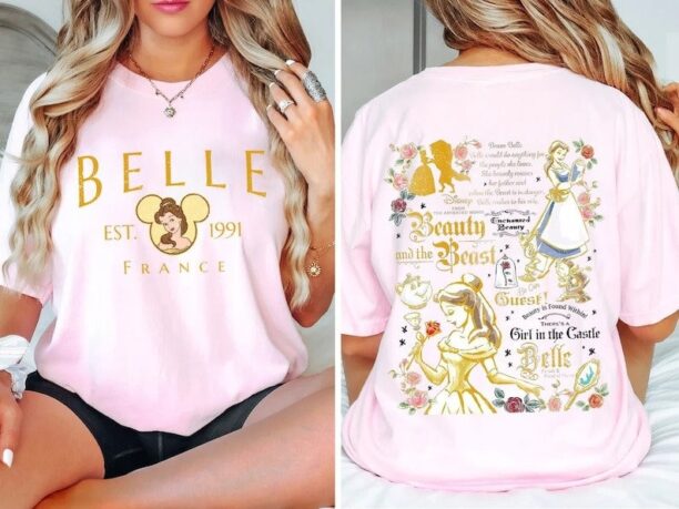 Two-sided Belle Comfort Colors Shirt, Beauty And The Beast Shirt, Disney Princess Shirt, Belle Princess Shirt