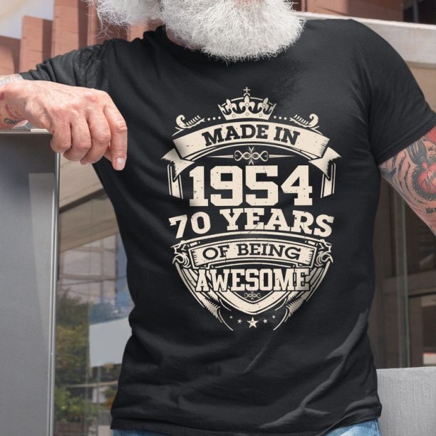 Vintage Made In 1954 Limited Edition 70 Years Of Being Awesome Birthday Men Shirt, Born In 1954 70 Years Old Shirt