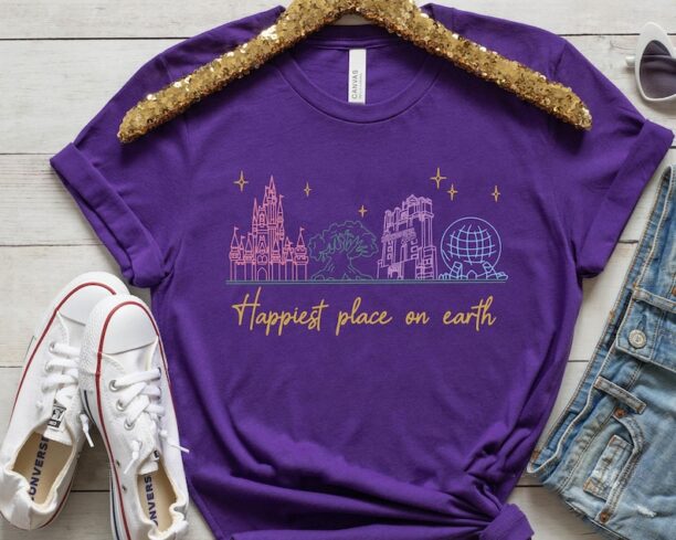 Disney Castle Epcot Happiest Place On Earth Shirt, Vintage Disney T-shirt, Disneyland Family Vacation, Walt Disney World