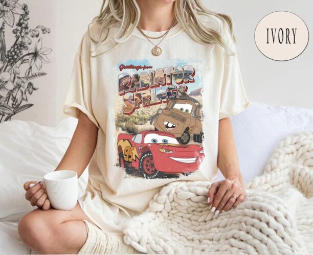 Retro Disney Cars Comfort Colors Shirt, Cars Movie Shirt, Lightning McQueen Shirt, Radiator Springs Shirt