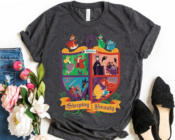 Disney Sleeping Beauty Characters Group Shot Retro Shirt