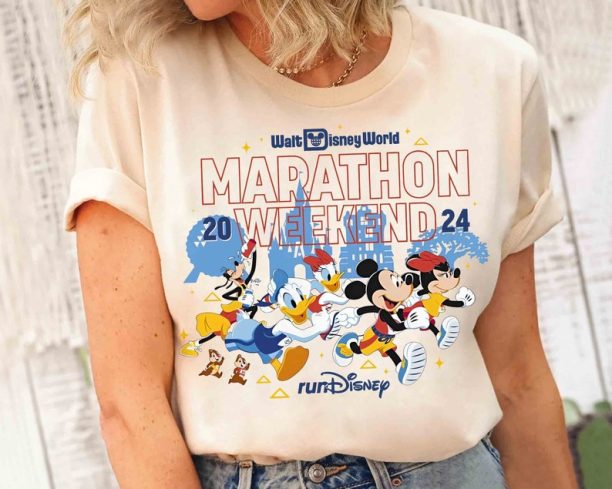 runDisney Mickey And Friends Marathon Weekend 2024 T-shirt, Donald Goofy Pluto Walt Disney World Runner Matching Tee