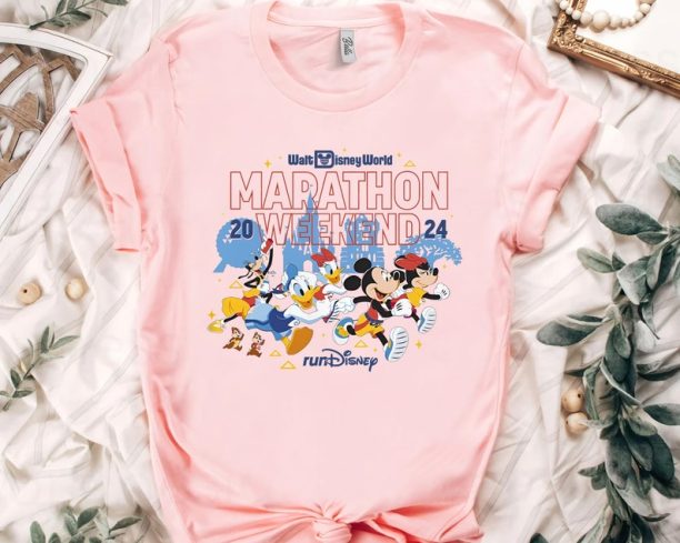 runDisney Mickey And Friends Marathon Weekend 2024 T-shirt, Donald Goofy Pluto Walt Disney World Runner Matching Tee