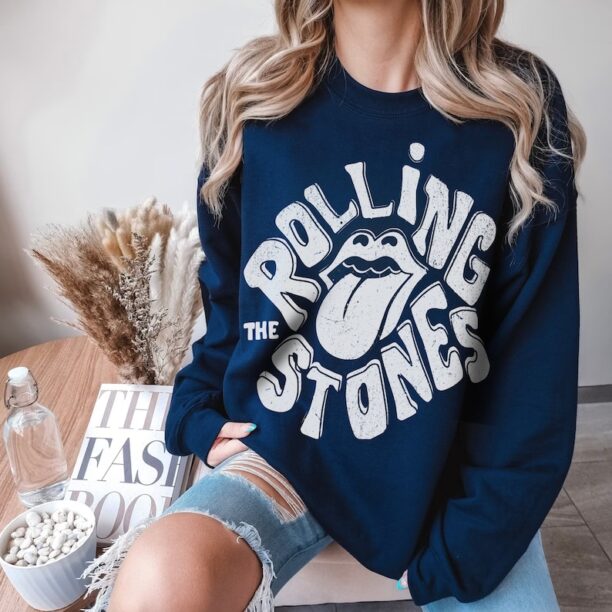 Rolling Stones UNISEX Sweatshirt Vintage Rock Band Rolling Stones Tour Distressed 70s 80s Oversized Crewneck Music