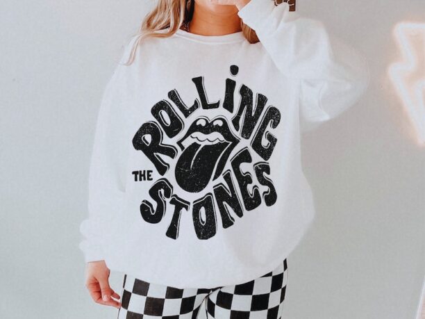 Rolling Stones UNISEX Sweatshirt Vintage Rock Band Rolling Stones Tour Distressed 70s 80s Oversized Crewneck Music