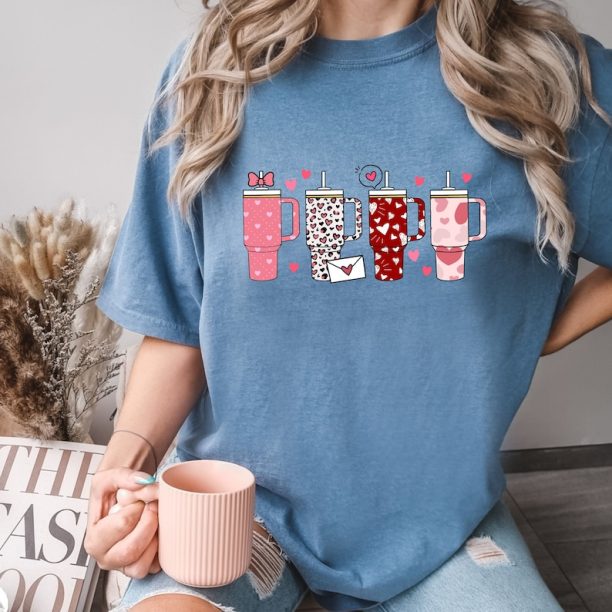 Comfort Colors® Valentines Day Mug T-Shirt, Latte Shirt, Valentines Day Cup Shirt, Cute Valentine Shirt