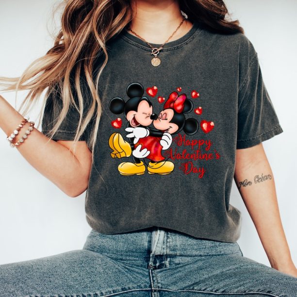 Comfort Colors® Mickey and Minnie Valentines Day Shirt, Happy Valentines Day T-Shirt, Gift For Lover