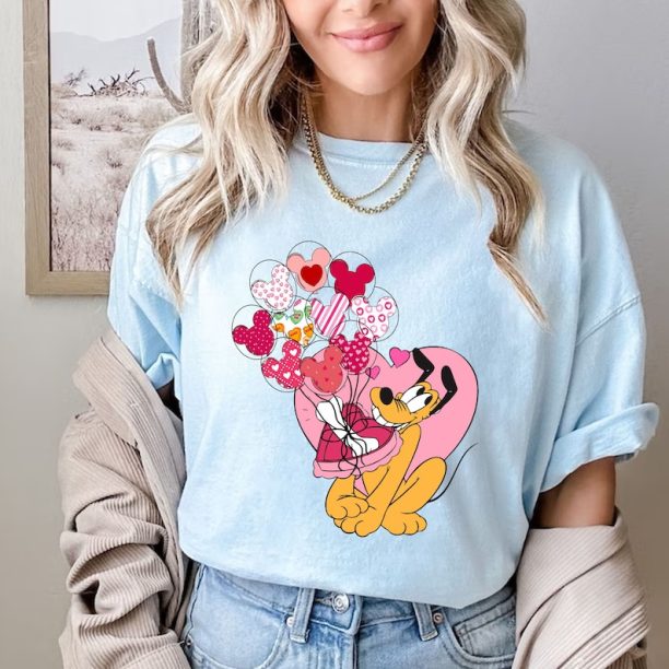 Comfort Colors® Disney Pluto Valentines Day Shirt, Happy Valentines Day T-Shirt, Pluto Valentines Heart Shirt