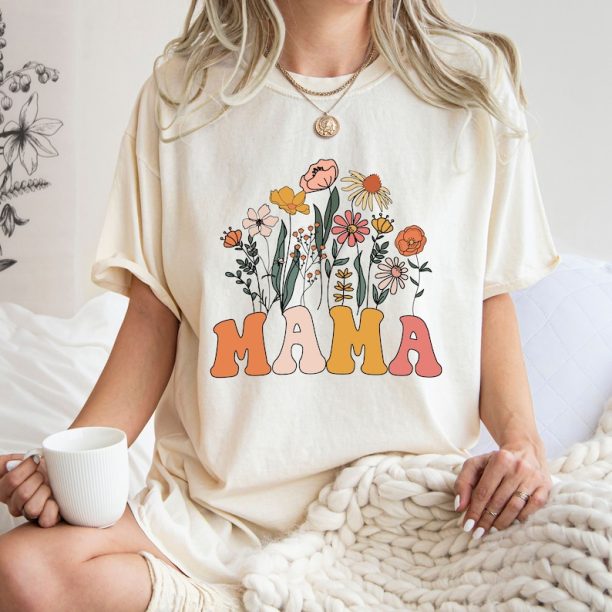 Comfort Colors® Flower Mama Shirt, Mama Shirt, Gift for Mom, Mother's Day Gift, Floral Mama Shirt