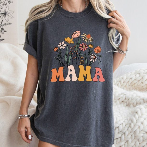 Comfort Colors® Flower Mama Shirt, Mama Shirt, Gift for Mom, Mother's Day Gift, Floral Mama Shirt