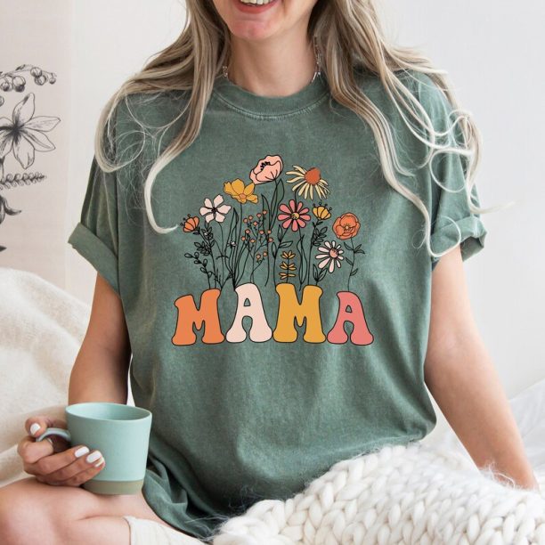 Comfort Colors® Flower Mama Shirt, Mama Shirt, Gift for Mom, Mother's Day Gift, Floral Mama Shirt