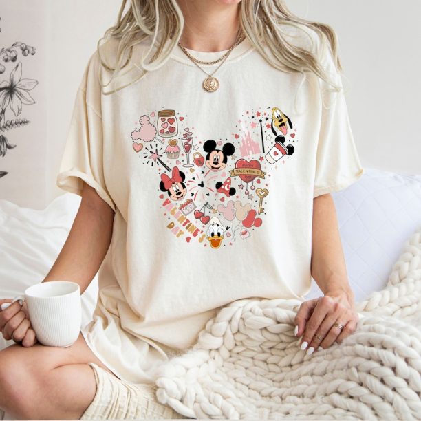 Comfort Colors® Disney Valentine's Day T-Shirt, Mickey and Friend Valentines Day Shirt, Happy Valentines Day T-Shirt