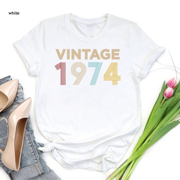 Vintage 1974 Shirt, Mens 50th Birthday Gift, 1974 Retro Tee, 50th Birthday Tees, 50th Birthday Gift For Women