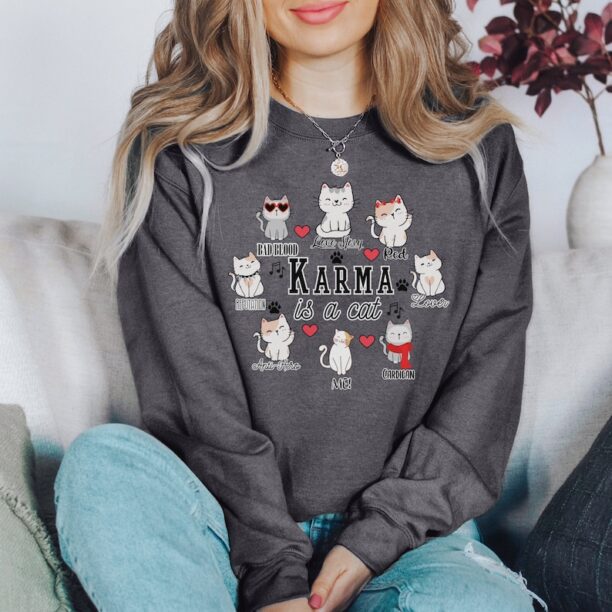 Karma Is A Cat Sweatshirt, Fan Sweatshirt, Music Album as books Sweatshirt, Reputation, Music Sweatshirt