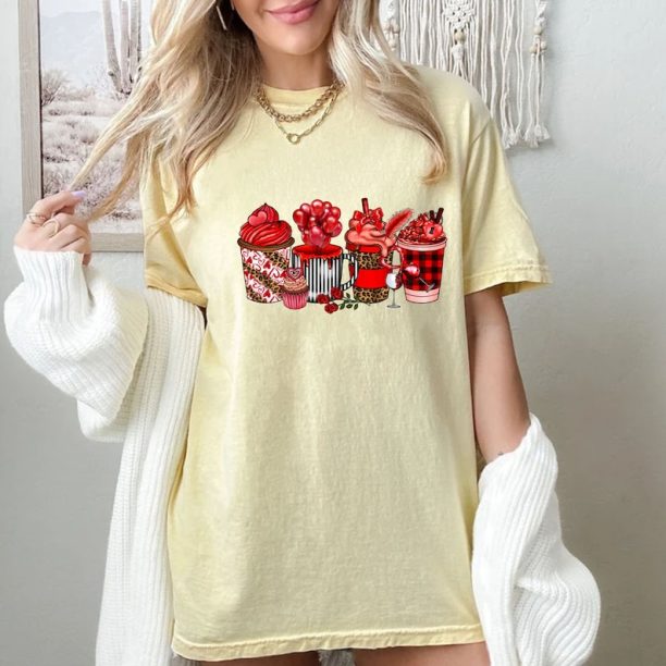 Comfort Colors® Valentines Day Coffee Shirt, Valentine Coffee T-shirt, Latte Valentine Shirt, Valentines Day T-Shir