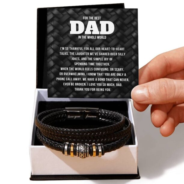 To My Dad Bead Leather Bracelet Ideal Dad Christmas Gift, Dad Birthday Gift, Personalised Gift Unique