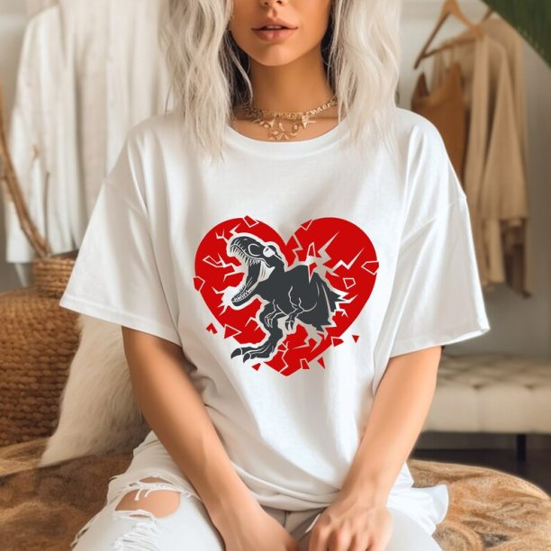 Comfort Colors® Heart Crusher Dinosaur Shirt, Valentines Day T-Shirt, Dinosaur Valentine Shirt, Valentine Heart Shirt