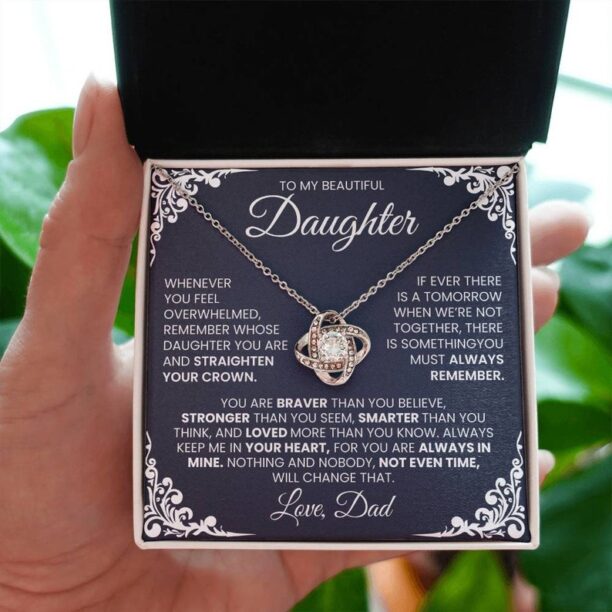 To My Daughter Necklace Gift From Dad, Daughter Birthday Necklace, Sentimental Daughter Christmas Gift Ideas From Father