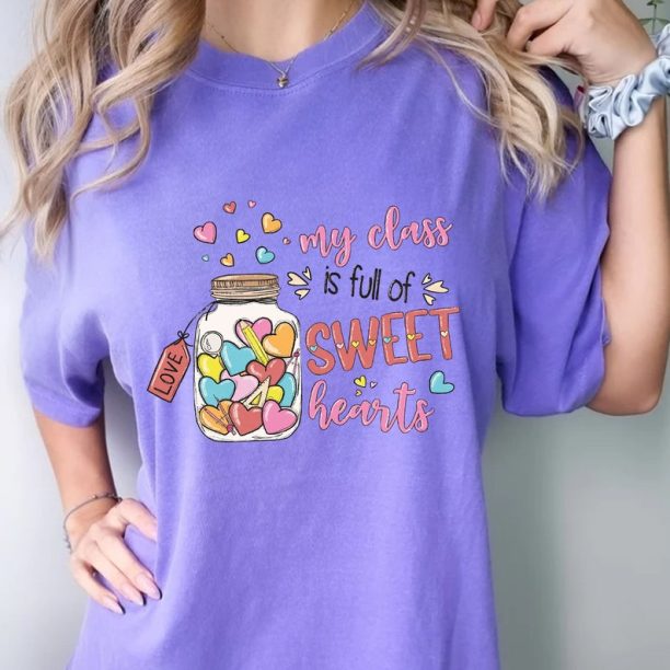 Comfort Colors® My Class İs Full Of Sweet Heart T-Shirt, Valentines Day T-Shirt, Sweet Candy Valentine Shirt