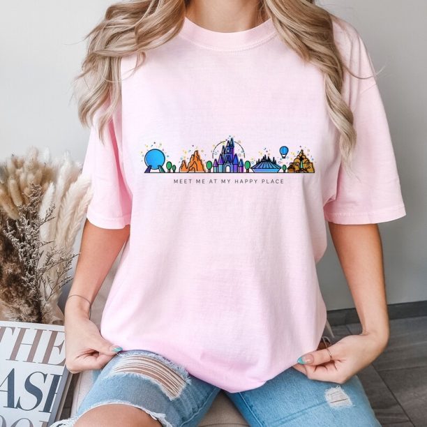 Comfort Colors® Meet Me At My Happy Place Shirt, Disney Family Disney Vacation Shirt, Matching T-Shirt, Disneyland Shirt