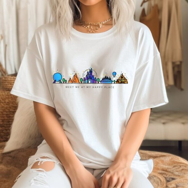 Comfort Colors® Meet Me At My Happy Place Shirt, Disney Family Disney Vacation Shirt, Matching T-Shirt, Disneyland Shirt