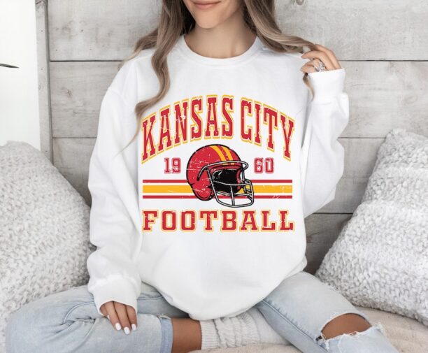 Kansas City Retro Style Sweatshirt Crewneck, Vintage Style Kansas City Fan Gift, Comfort Colors, Kansas City Football