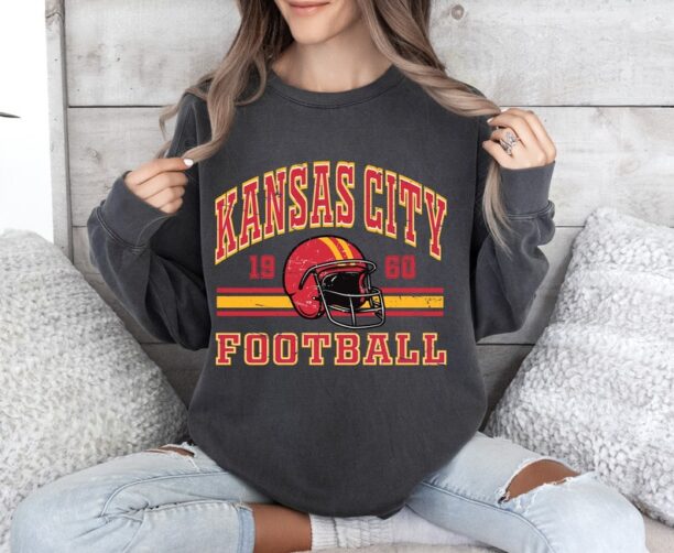 Kansas City Retro Style Sweatshirt Crewneck, Vintage Style Kansas City Fan Gift, Comfort Colors, Kansas City Football