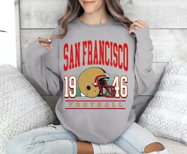 Retro San Francisco Football Players Sweatshirt, 2023-2024 Season, Vintage 49ers Football Crewneck