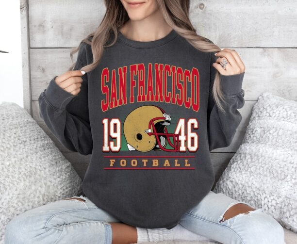 Retro San Francisco Football Players Sweatshirt, 2023-2024 Season, Vintage 49ers Football Crewneck