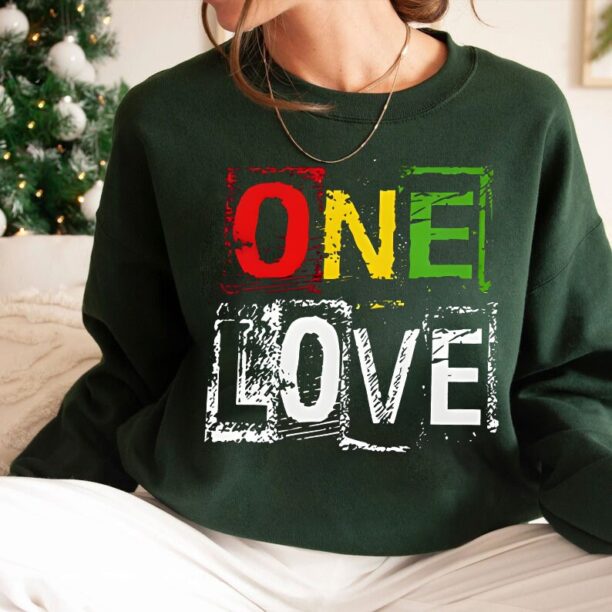 One Love Colorful Colorblock Sweatshirt, One Love Juneteenth Shirt, Black History Shirt, African Shirt, Bob Marley Shirt