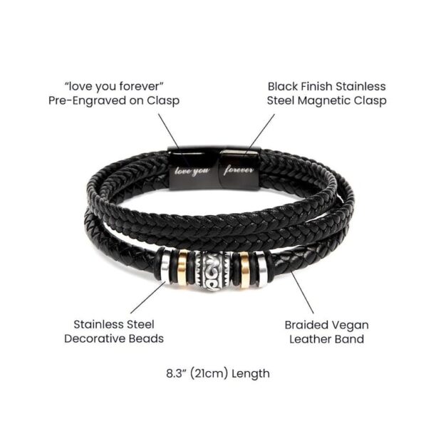 To My Dad Gift, My Hero Love You Forever Sentiments From Daughter or Son, Men Vegan Leather Bracelet, Father's Day