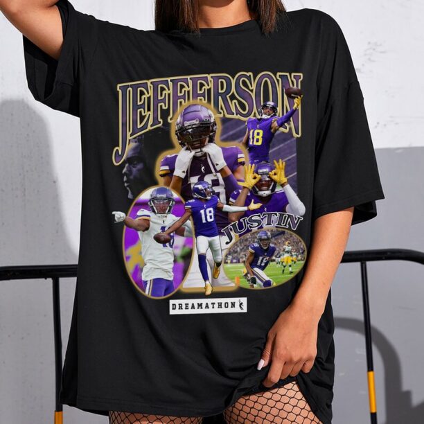 Vintage Justin Jefferson Bootleg Style Shirt, Justin Jefferson T-Shirt, 90s Football Graphic Tee