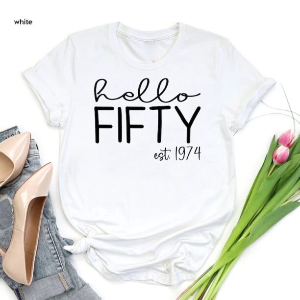 Est 1974 Shirt, 50 Years Old Shirt, 50th Birthday Gift, 50th Birthday Party, Hello 50 T-Shirt