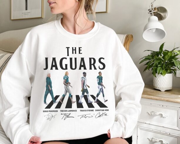 Jaguars Walking Abbey Road Signatures Football Shirt, Doug Pederson,TrevorLawrence, Travis Etienne, ChristianKirk