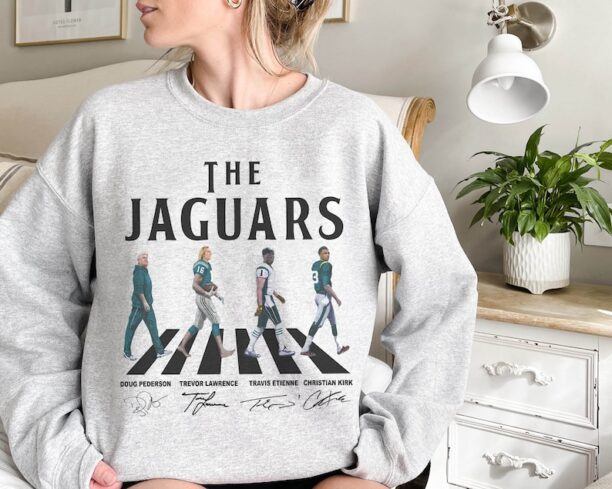 Jaguars Walking Abbey Road Signatures Football Shirt, Doug Pederson,TrevorLawrence, Travis Etienne, ChristianKirk