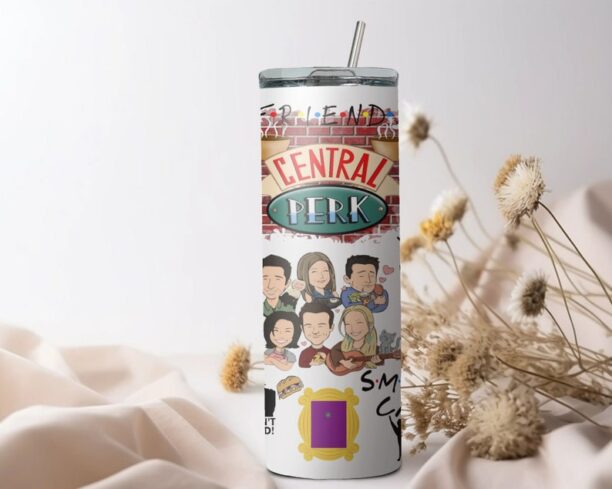 Friends 20 Ounce Stainless Steel White Tumbler, Friends Inspired Tumbler, Hot or Cold Tumbler, Mother's Day Gift