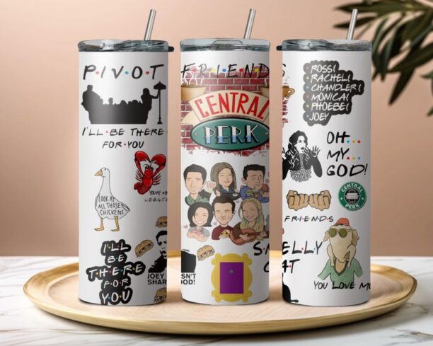 Friends 20 Ounce Stainless Steel White Tumbler, Friends Inspired Tumbler, Hot or Cold Tumbler, Mother's Day Gift