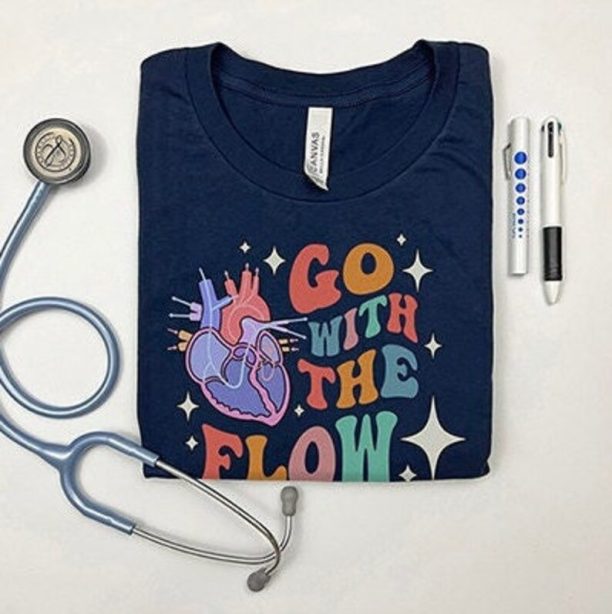 Retro CVICU Cardiac Nurse Heart Flow Anatomy Shirt, Cath Lab RN T-Shirt, CCU TShirt, Cardiac Care Unit Tee