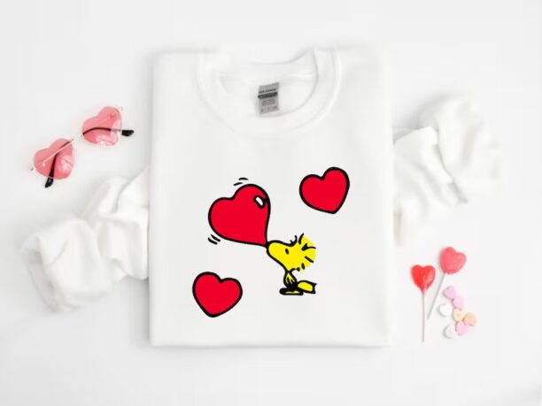 Small Yellow Bird Love Shirt, Valentines Day Gift, Heart Bird Shirt, Valentines Day Shirt for Women, Gift for Kids